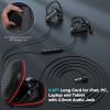 5.9FT Long Cord Wired Earbuds for Chromebook Laptop, 3.5mm Jack Plug Over Ear Hook Headphones for PC Student Kid School, Noise Isolate HiFi Stereo Audio Wrap Around Earphones In Ear Headset for Moto G view 2