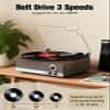 7-in-1 Record Player Bluetooth Turntable with Built-in Stereo Speakers, Support Bluetooth in & Out and AM/FM Radio, Belt Drive 3-Speed Turntable with Pitch Control & RCA Line Out & Auto Stop view 2