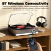 7-in-1 Record Player Bluetooth Turntable with Built-in Stereo Speakers, Support Bluetooth in & Out and AM/FM Radio, Belt Drive 3-Speed Turntable with Pitch Control & RCA Line Out & Auto Stop view 4