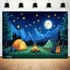 10x8FT Forest Scene Camping Backdrop Camp Bonfire Mountain Tent Photography Background Camping Campfire Adventure Theme Party Decorations Backdrop Banner Photo Booth Props view 1