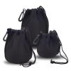 NICENEEDED 3 PCS S M L Camera Lens Pouch with Drawstring and Rotating Clamp, Highly Elastic Neoprene Replacement Lens Bag Hold Lenses up to 7-15 cm view 1