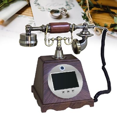agreilduite Video Audio Guest Book Wedding Phone- Preserve Your Special Occasions, 1080p Record Customized Video Audio Messages, 3.5in Video Audio Phone Guest Book,with 128gb Memory Card,Brown
