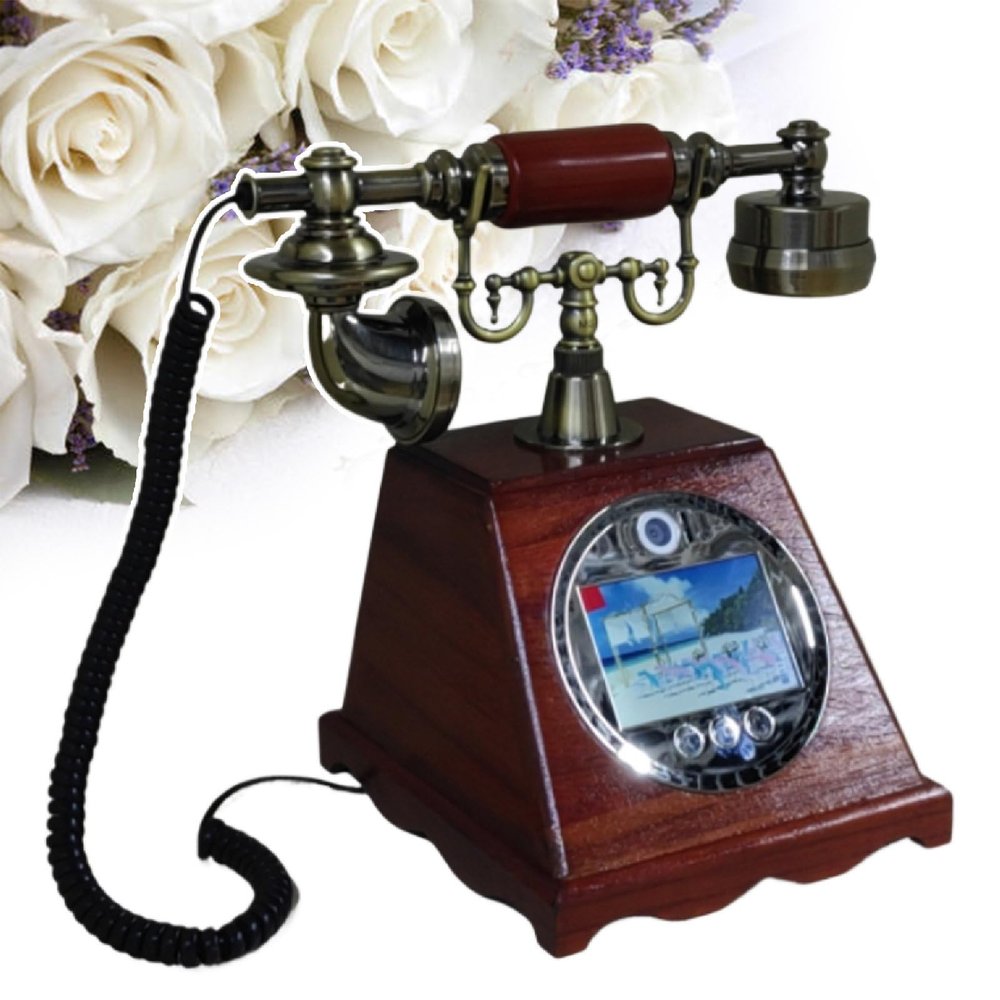 agreilduite Retro Video Audio Guest Book Wedding Phone,1080p HD Record Customized Video Audio Messages with 128gb Memory Card & 5000mah & 3.5in Screen,Preserve Your Special Occasions,Reddish-Brown