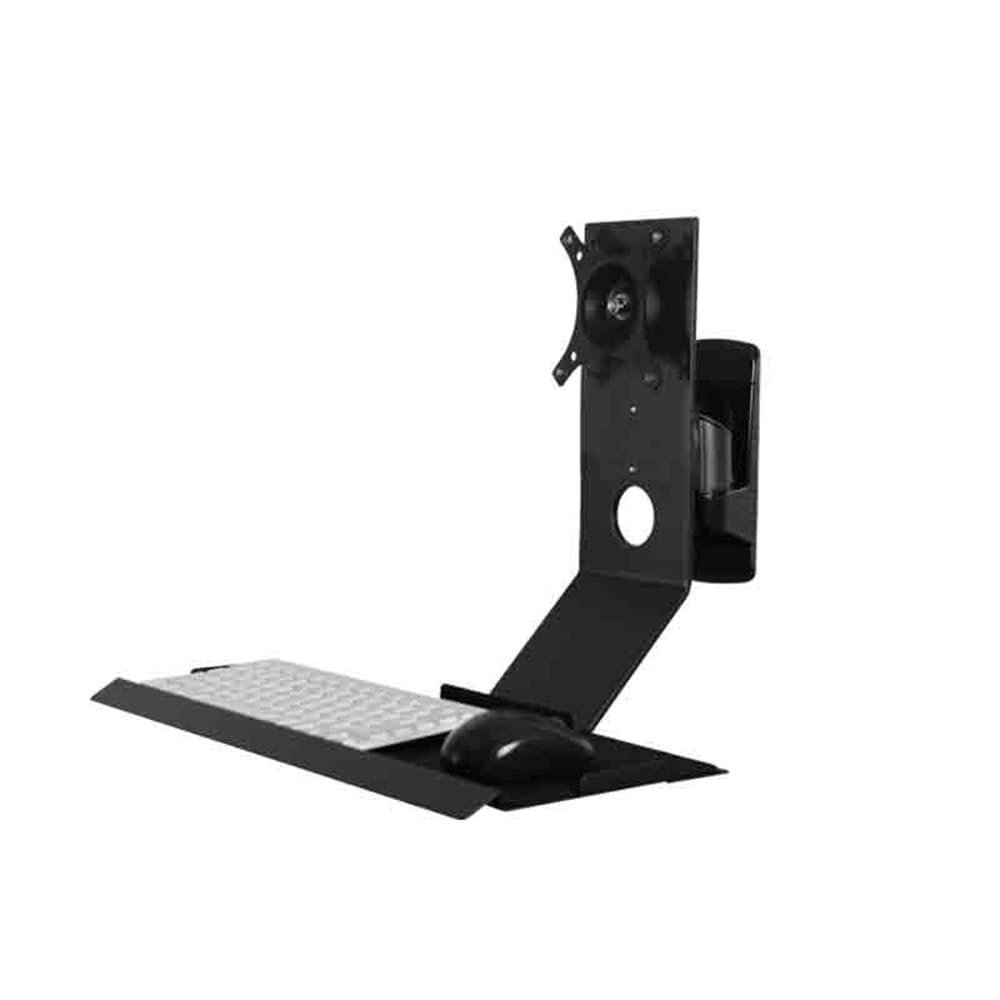 XRXwuf689 Monitor Arm Swivel Head Black Non-Foldable Monitor Stand with Plain Keyboard Tray Monitor Mount Arm