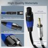 Elecan Premium Speakon to 6.35MM 1/4 Inch TS Male Speaker Cable 15 Ft/2 Pack, 12AWG Heavy-Duty High Power Amp Audio Connection Cord DJ/PA Amplifier Cable Wire with Twist Lock, 9.5mm OD, Black +Ties view 4