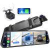 2.5K Mirror Dash Cam with Carplay&Android Auto,10" Rear View Mirror Camera for Cars/Trucks with Voice Control/ 64GB Card/Touch Screen/Parking Monitor/Reverse Assist/Dual Loop Record/WDR Tech view 1