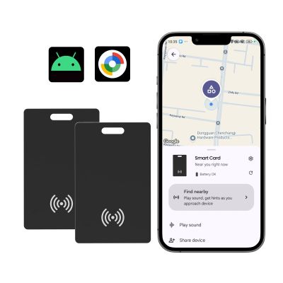 Wireless Rechargeable Wallet Tracker Card Air Tags-2 Pack Android, Works with Google Find Hub App (Android Only), 1.8mm Ultra-Slim, Smart Tracking Tag for Luggage/Passports/Keys/Bags, IP68 Waterproof