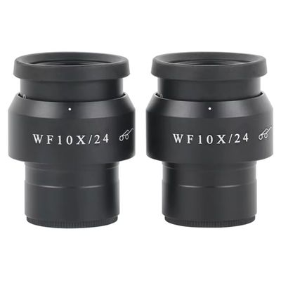 2PCS WF10X/24MM Stereo Microscope Eyepiece 10X High Eye Point Eyepiece Large Field of View Adjustable Mounting Size 30MM(Brown)