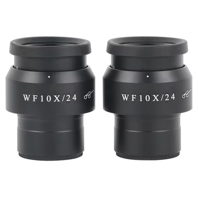 2PCS WF10X/24MM Stereo Microscope Eyepiece 10X High Eye Point Eyepiece Large Field of View Adjustable Mounting Size 30MM(Brown)