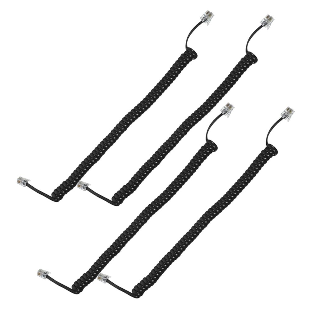 4pcs Coiled Telephone Cord Flexible Spiral Wire for Home Office Use Durable Material Compatible with Line Phones Communication Devices Tangle Design