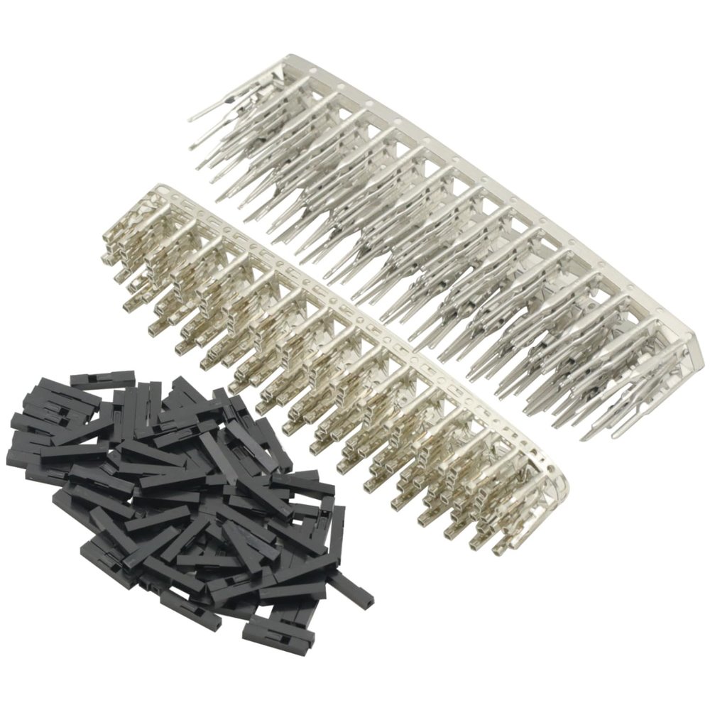 100 Pairs 2.54mm Terminals Connector Jumper Wire Cable Pin Male and Female 2.54mm and 100PCS 1x1p for Dupont Connector Housing Female Pin Connectors Housing Jumper