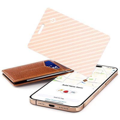 [Apple MFi Certified] Wallet Tracker Card with Apple Find My (iOS Only) Rechargeable Air Tracker Tags Bluetooth Wallet Finder IP68 Waterproof GPS Tracker Item Finder for Keys, Bags, Passport Pink
