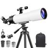 90MM Telescope for Adults and Kids 8+: 150X High Powered Astronomical Portable Refracting FMC Beginners Explorer Scope Toys for Girls Boys 8-12 Xmas Gift Travel Stars Gazing w Professional Tripod view 1