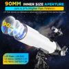 90MM Telescope for Adults and Kids 8+: 150X High Powered Astronomical Portable Refracting FMC Beginners Explorer Scope Toys for Girls Boys 8-12 Xmas Gift Travel Stars Gazing w Professional Tripod view 2