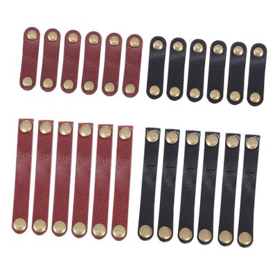 VILLCASE 24Pcs Cow Leather Cable Winders Cord Organizers for USB Headphones Anti-winding Storage Clips for Home and Travel Keep Cables Tidy and Clean