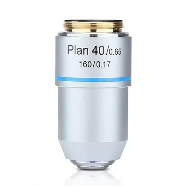 1pc 195 Plan Achromatic Objective Lens 4X 10X 20X 40X 60X 100X Biological Microscope RMS Thread 160/0.17 195mm(40X)