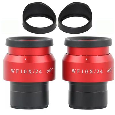 2PCS WF10X/24MM Stereo Microscope Eyepiece 10X High Eye Point Eyepiece Large Field of View Adjustable Mounting Size 30MM(White)