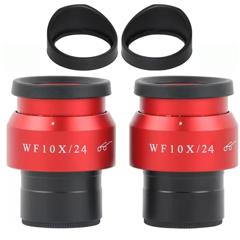 2PCS WF10X/24MM Stereo Microscope Eyepiece 10X High Eye Point Eyepiece Large Field of View Adjustable Mounting Size 30MM(White)