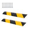 2 Pack Speed Bumps for Driveway, 3.3Ft Rubber Speed Bumps, 2 Channel Modular Speed Hump 22000LBS Load Capacity, Cable Hose Protector Ramps with 6 Bolt Spikes for Asphalt Concrete Gravel Driveway view 1