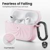 ORNARTO Vortuxe for AirPods Pro 2 Case - 2X MIL-STD Drop Protection, Liquid Silicone Shockproof Cover with Carabiner, Sleek Aesthetic Case for AirPods Pro 2nd / 1st Generation-Chalk Pink view 3