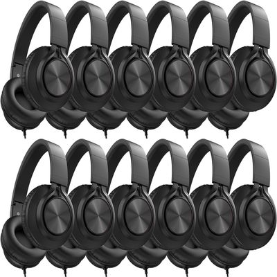 AILIHEN Classroom Headphones Bulk Wired for School, 12 Pack Headsets with Microphone for K-12 Grade Classroom, Students, Teens, 3.5mm Jack for Chromebook, Computer, Laptop (Black)