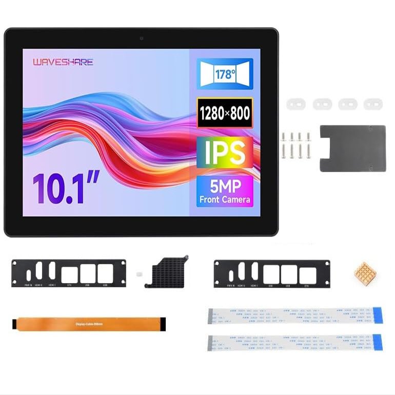 TUOPUONE 10.1inch 1280800 Industrial HMI All-in-one Touch Display for Raspbery Pi, Supports Dual 4K HDMI Output, 10-Point Touch, Aluminum Alloy Case, Accessories Pack Only Withou Raspbery Pi
