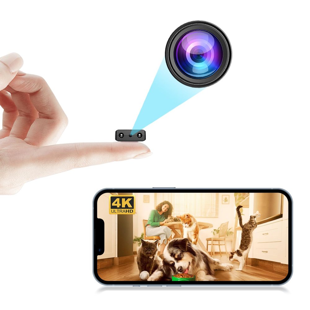 BEEDMXU Smallest Mini Hidden Camera, HD 4K Night Vision Home Nanny - WiFi Wireless Camera with Motion Detection, App Control, Cloud Storage and SD Storage for Pet/Infant/Car Surveillance