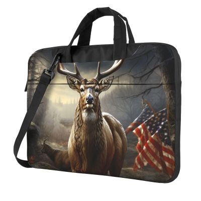 13 Inch Laptop Shoulder Bag For Men Women,Waterproof Briefcase Messenger Bag Deer Hunting Season Laptop Sleeve Bag W/Strap Handle