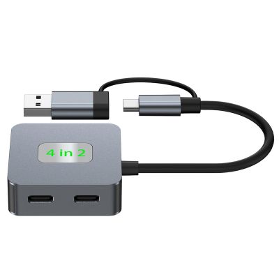 USB C Hubs Type C to 2 USB3.0 + 2 Type C Port for Laptop Desktop Phone Tablets Charging and Data Transfer