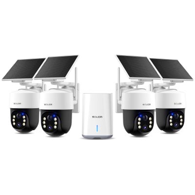 SOLIOM Security Cameras Wireless Outdoor,4K Ultra HD for Day and Night, No Subscription,Built in Radar,Solar Powered Cameras for Home Security, 360 Pan Tilt Auto Tracking,5G & 2.4G WiFi, 4-Cam Kit