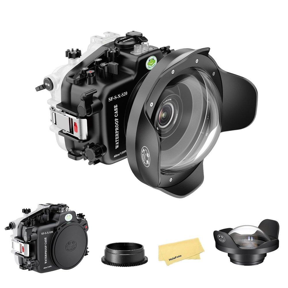 Seafrogs Underwater Housing for Fuji X-S20 w/ WA005B Short Dome Port, [40M/130FT] Waterproof Diving Camera Case for Fujifilm X-S20 +XF 10-24mm f/4, XF 18-55mm F2.8-4