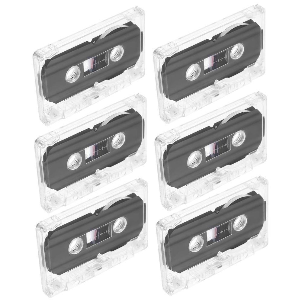 6Pcs Blank Audio Cassette Tapes Recordable Tapes with Transparent Box for Easy Viewing Durable Stable Audio Quality for Recording Music Speech and Lectures