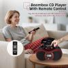 DGXWLLW Portable CD Player Boombox for Home with FM Radio, Bluetooth, CD-R/CD-RW/MP3 CDs Playback, Remote Control, USB Port, 3.5mm AUX-in & Headphone Jack, Dual Stereo Sound, LCD Display, Sleep Timer view 4