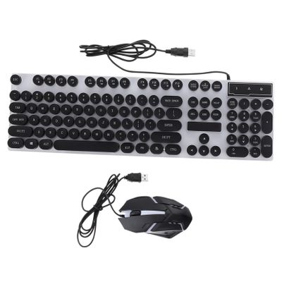 1Set Ergonomic Keyboard and Mouse Gaming Keyboard with RGB Backlight Comfortable Keycaps Compatible with Laptop Desktop for Gamers