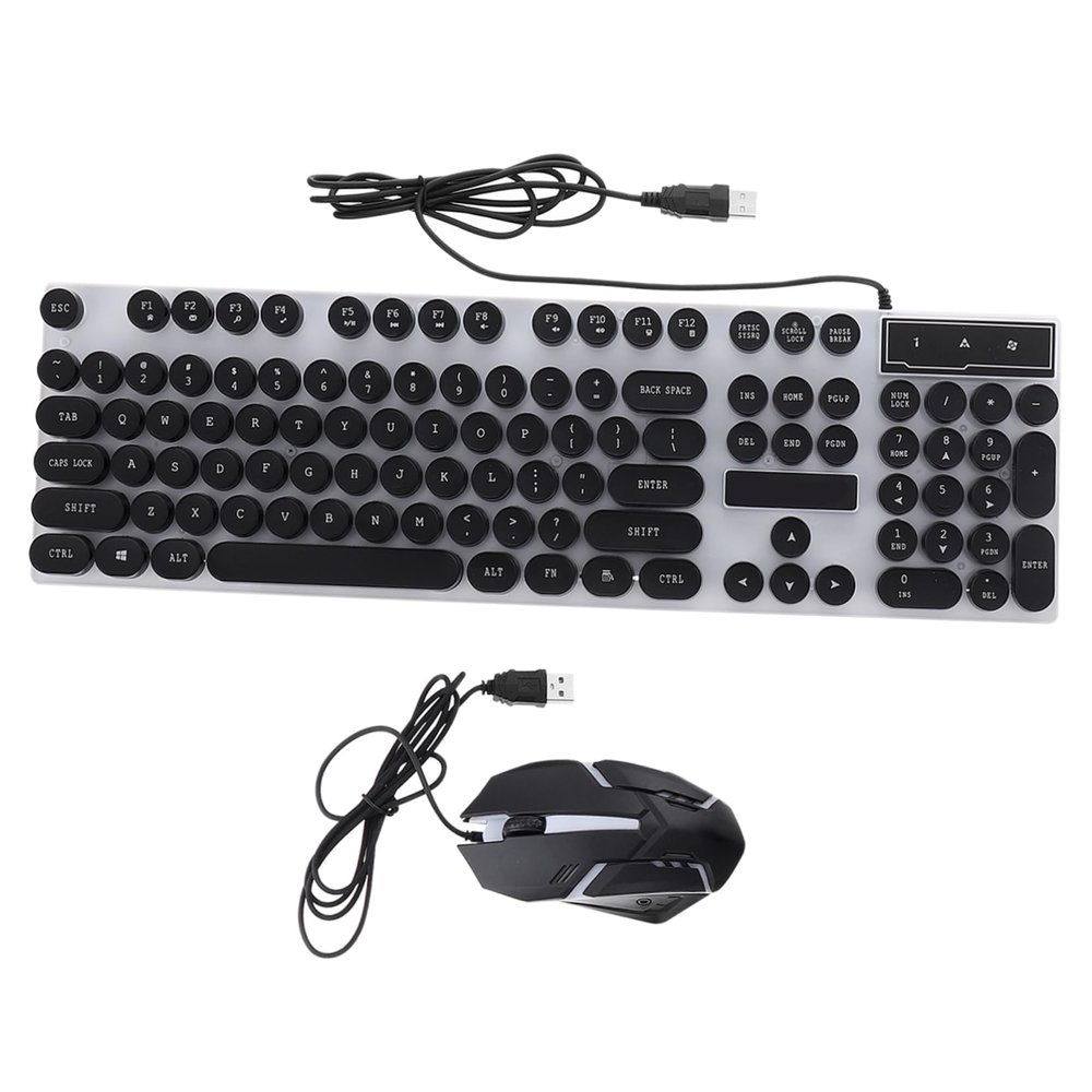 1Set Ergonomic Keyboard and Mouse Gaming Keyboard with RGB Backlight Comfortable Keycaps Compatible with Laptop Desktop for Gamers