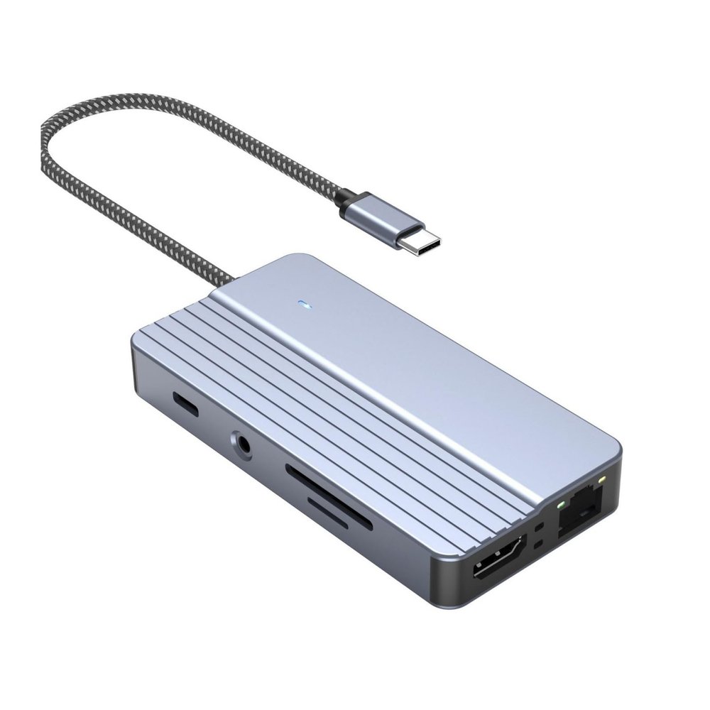10 in 1 Type C Hubs Type C to HDTV Adapter with HDTV 4K RJ45 USB3.0 3.5mm Mempry Card Reader for Versatility Use