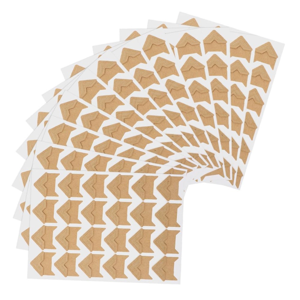 12Sheets Self Adhesive Photo Corner Stickers for Scrapbooking Kraft Picture Mounting Corners for DIY Albums and Photo Projects Total Corners