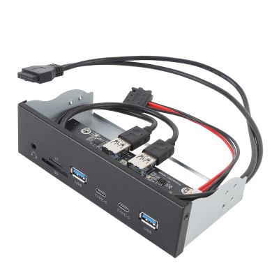 GOWENIC Optical Drive Front Panel, 6 Ports 19 Pin GEN2 X 2 CD ROM Bay USB Hub 4-Port USB 3.0 Front Panel with 2xUSB A 2xTYPE C SD Card Slot Headset Jack for PC Laptop