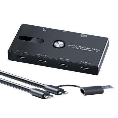 6 Port USB C Adapter Splitter 10Gbps Fast Speed Data Transfer for Laptops and Desktops Printer USB Fan Connection