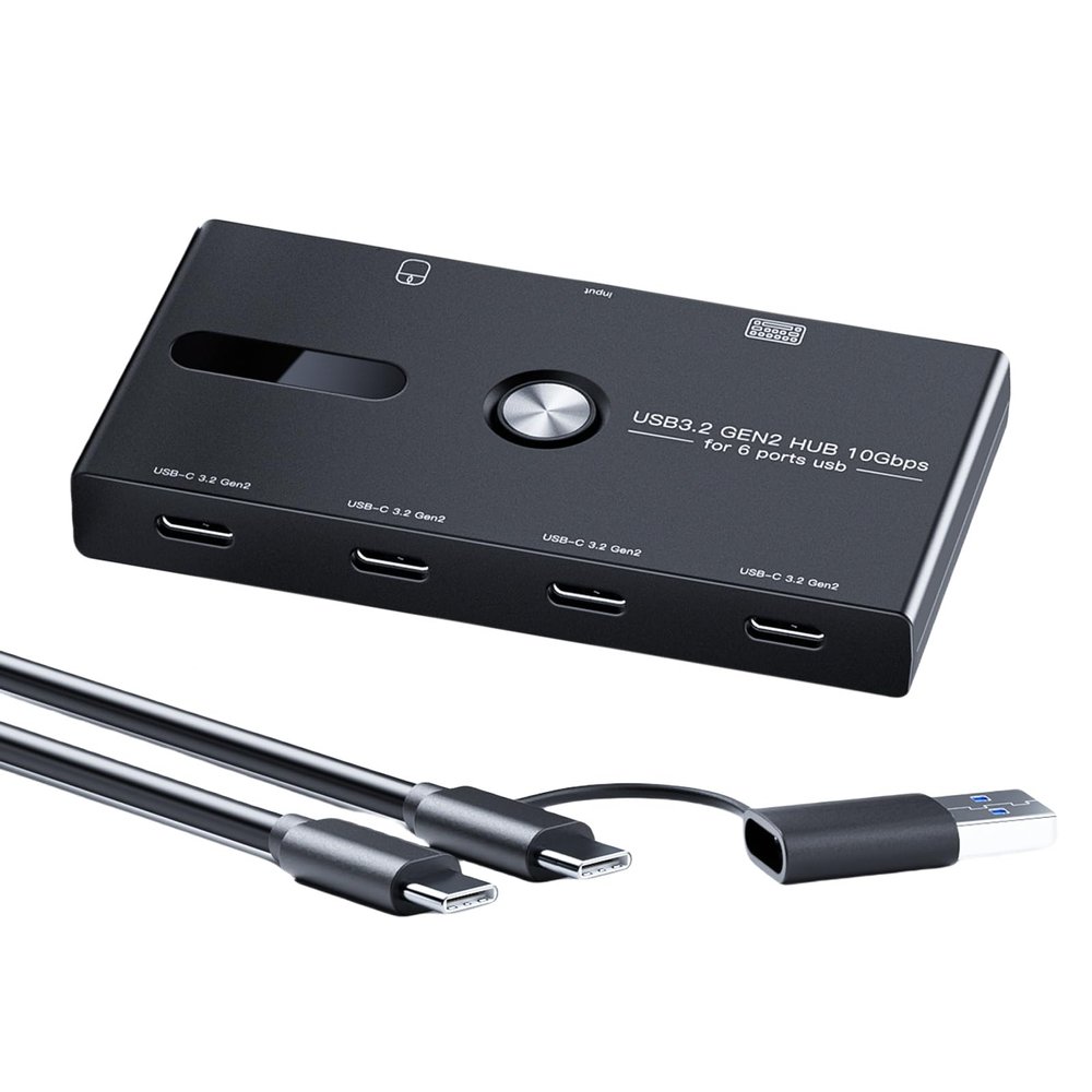 6 Port USB C Adapter Splitter 10Gbps Fast Speed Data Transfer for Laptops and Desktops Printer USB Fan Connection