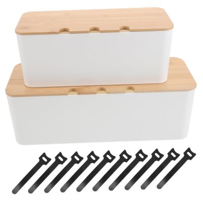 LALAFINA Appliance Cord Organizer Cord Storage Organizer Box Holes Wire for Home Office Desk
