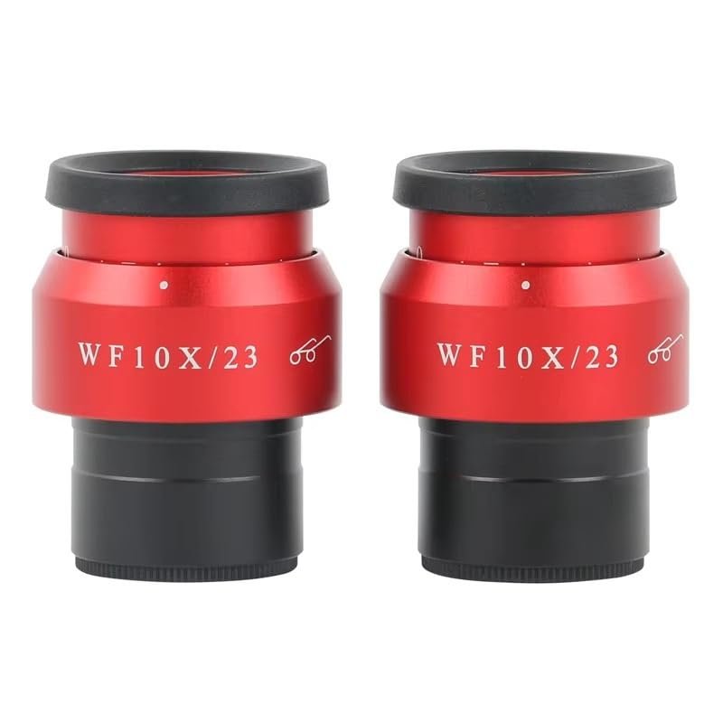 2pcs WF10X 15X WF20X/12MM Adjustable Widefield Eyepiece Ocular Eyepoint Lens 30mm Interface Binocular Stereo Microscope Eyepiece(Red)