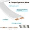 HiFind Premium 16 Gauge Flat Speaker Cable Wire 75 Ft White, OFC Electrical Low Voltage Audio Wire 16/2 AWG, Thin&Flexible PVC CL2 in Wall Rated Outdoor for Home Theater, Car Stereo, Automotive view 2