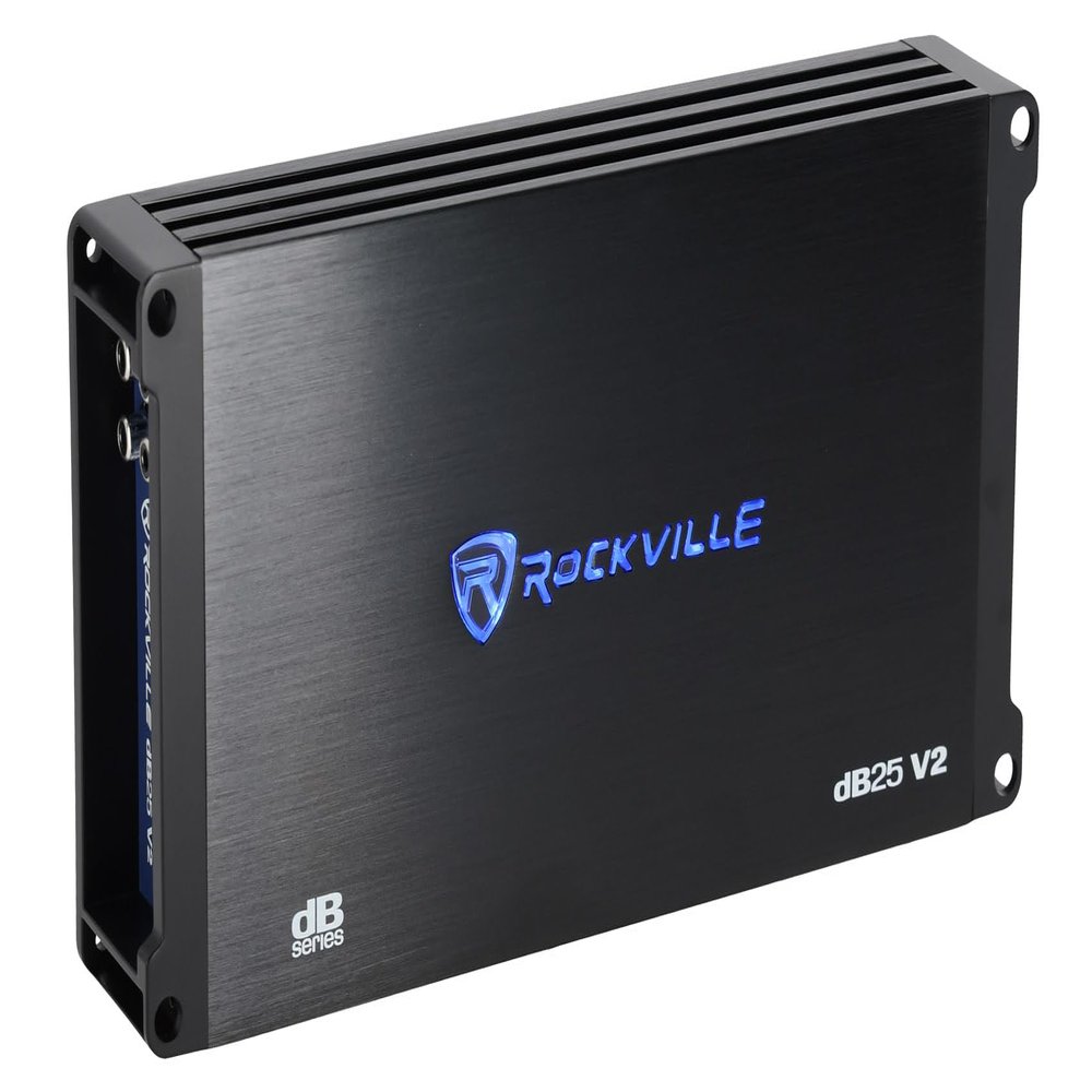 Rockville dB25 V2 2 Channel Car Amplifier 3000-Watt Peak/750W Dyno-Certified RMS Compact Stereo Amp, Class D, Low Distortion, Adjustable Crossover