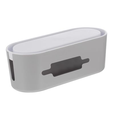 1Pc Creative Storage Box for Power Cords Lightweight Multipurpose Wire Organizer with Efficient Heat Dissipation for Desktop Use Grey Box with Lid Keeps Cables Hidden