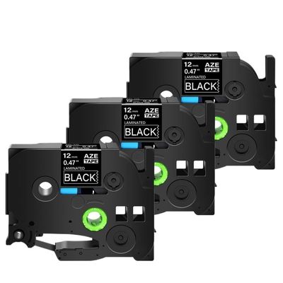 5/10 Pack AZE-231 Compatible Ribbons for TZ-231 TZe-241 Label Printer 12mm Black On White Laminated General Purpose Labelling Tape(3PK White on Black)