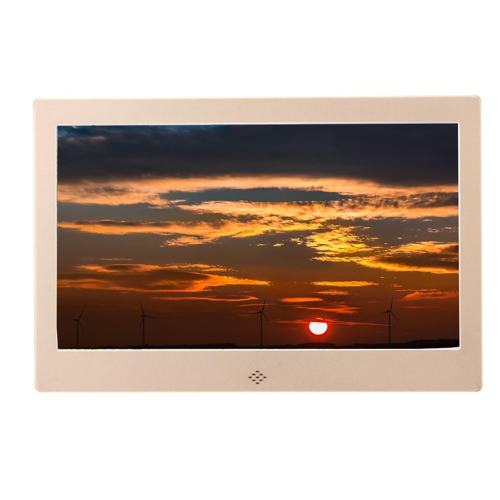 10-Inch Aluminum Alloy High-Definition Digital Photo Frame High-Definition Display No Need to Set Up, Support Video and Music, Slide Show, Easy to Use for The Elderly,Gold