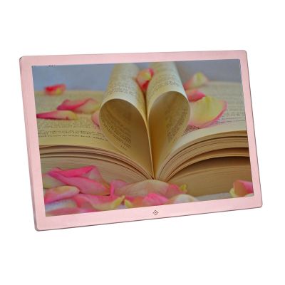10-Inch, 12-Inch, 15-Inch, 17-Inch Digital Photo Frame, Metal Material, High-Definition Display with Remote Control, Supports Pictures, Videos and Music, Easy to Set,Rose Gold17 Inches