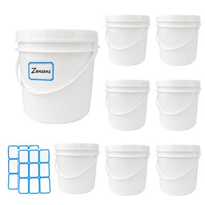 8 Pcs Paint Can with Threaded Lid and 2 Stickers 2 Quart Plastic Bucket