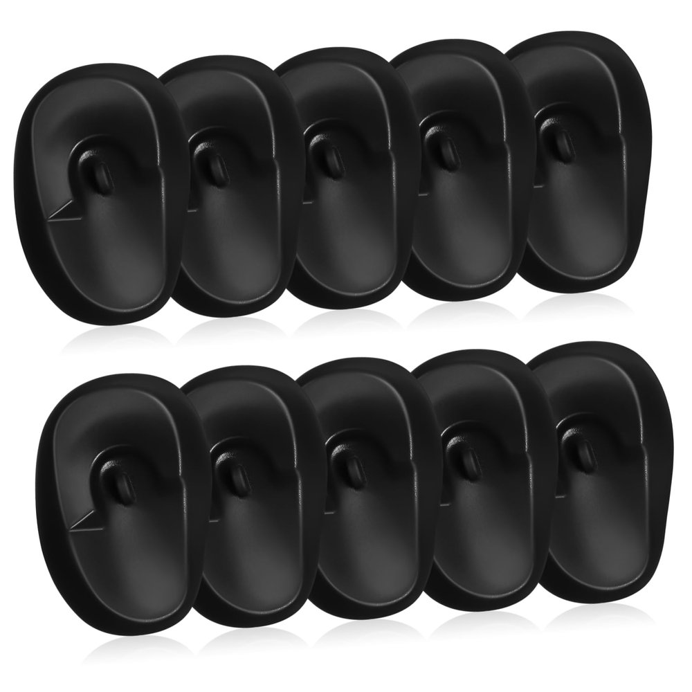 10 Pack Hair Dye Ear Covers Silicone Plastic Curved Black